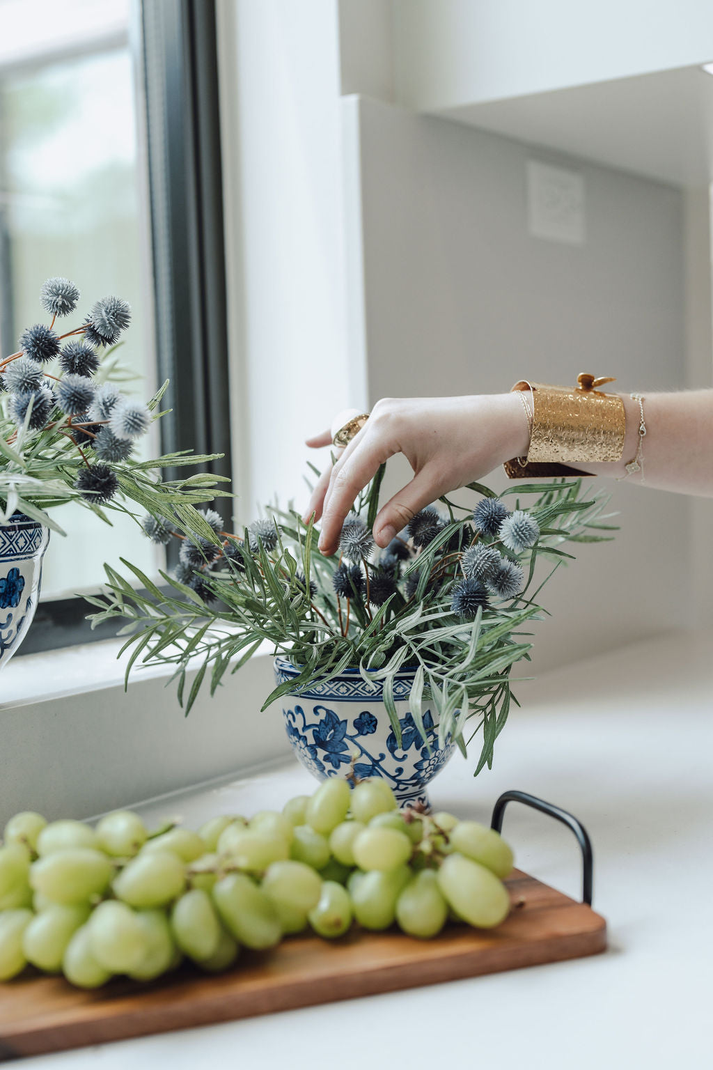 Elowen Thistle Toile Bowl Arrangement