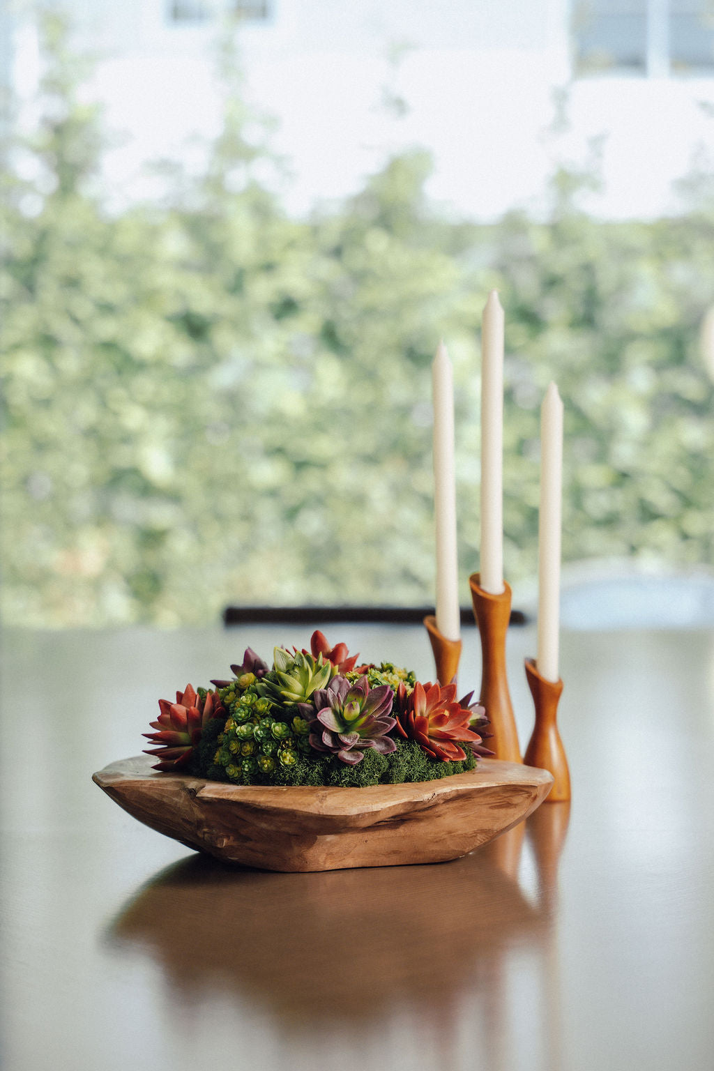 Mojave Wooden Bowl Succulent Arrangement