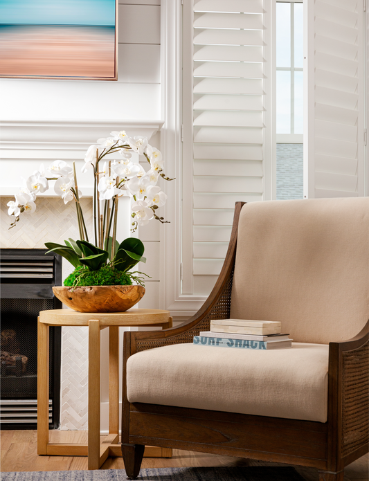 Phoenix RealTouch Orchid in Wood Bowl