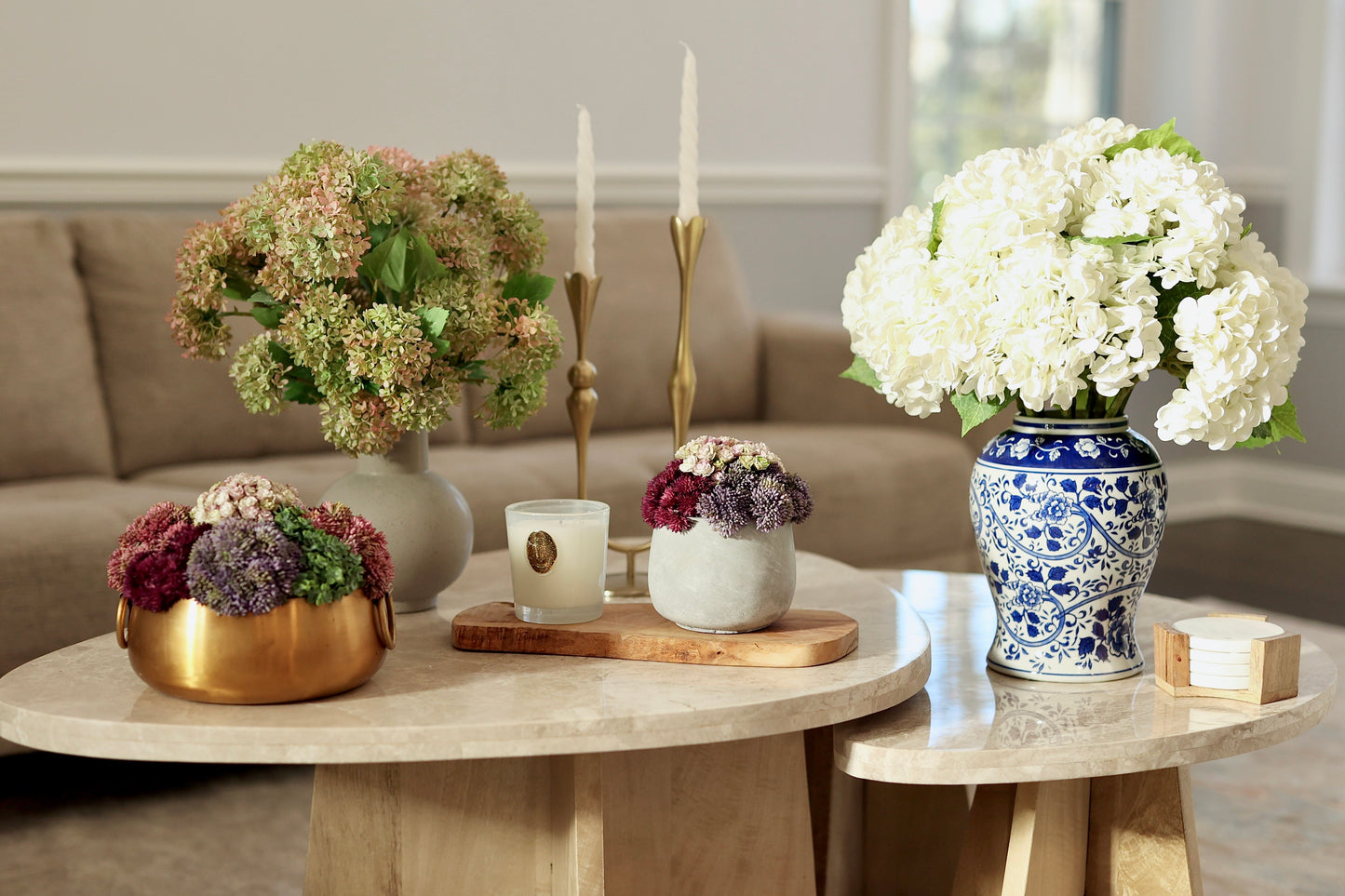 Donte Snowball Hydrangea Arrangement