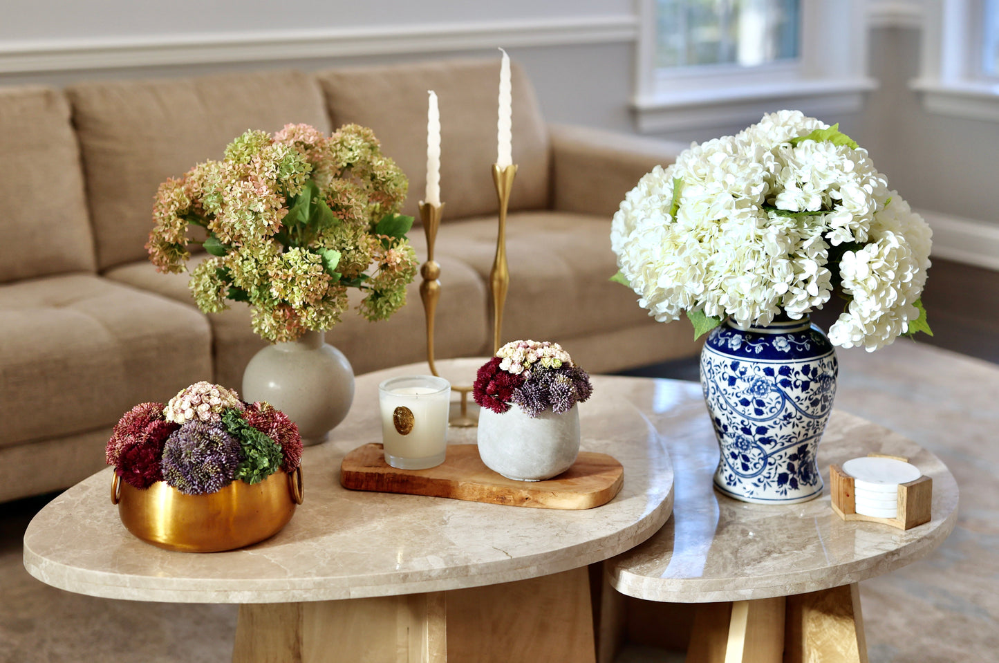 Donte Snowball Hydrangea Arrangement