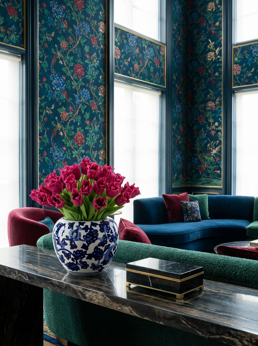 Claude RealTouch Tulip Toile Arrangement