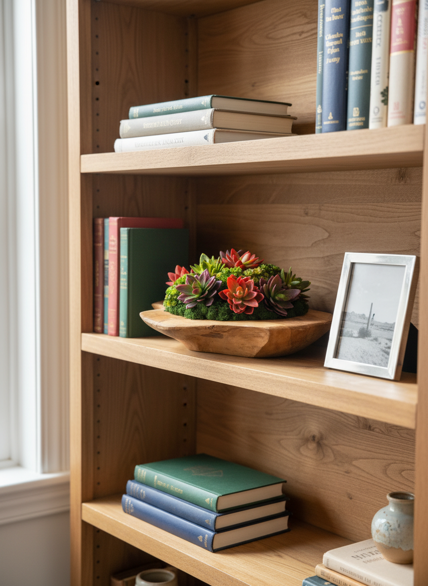 Mojave Wooden Bowl Succulent Arrangement