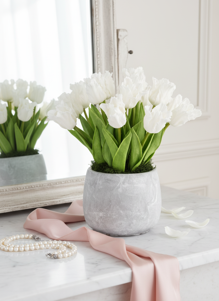 Indie Cement RealTouch Tulip Arrangement