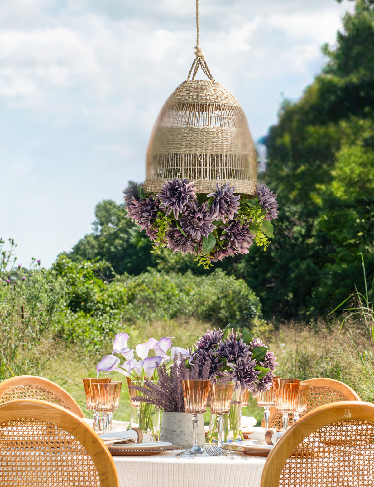 Leonora Rattan Garden Chandelier