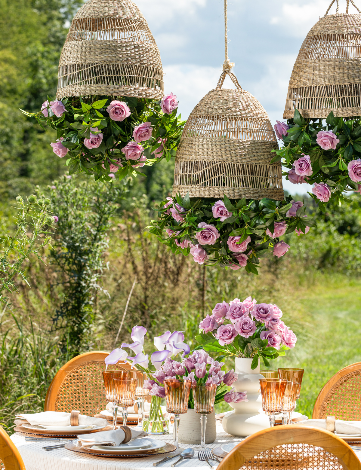 Meliora Rattan Garden Chandelier
