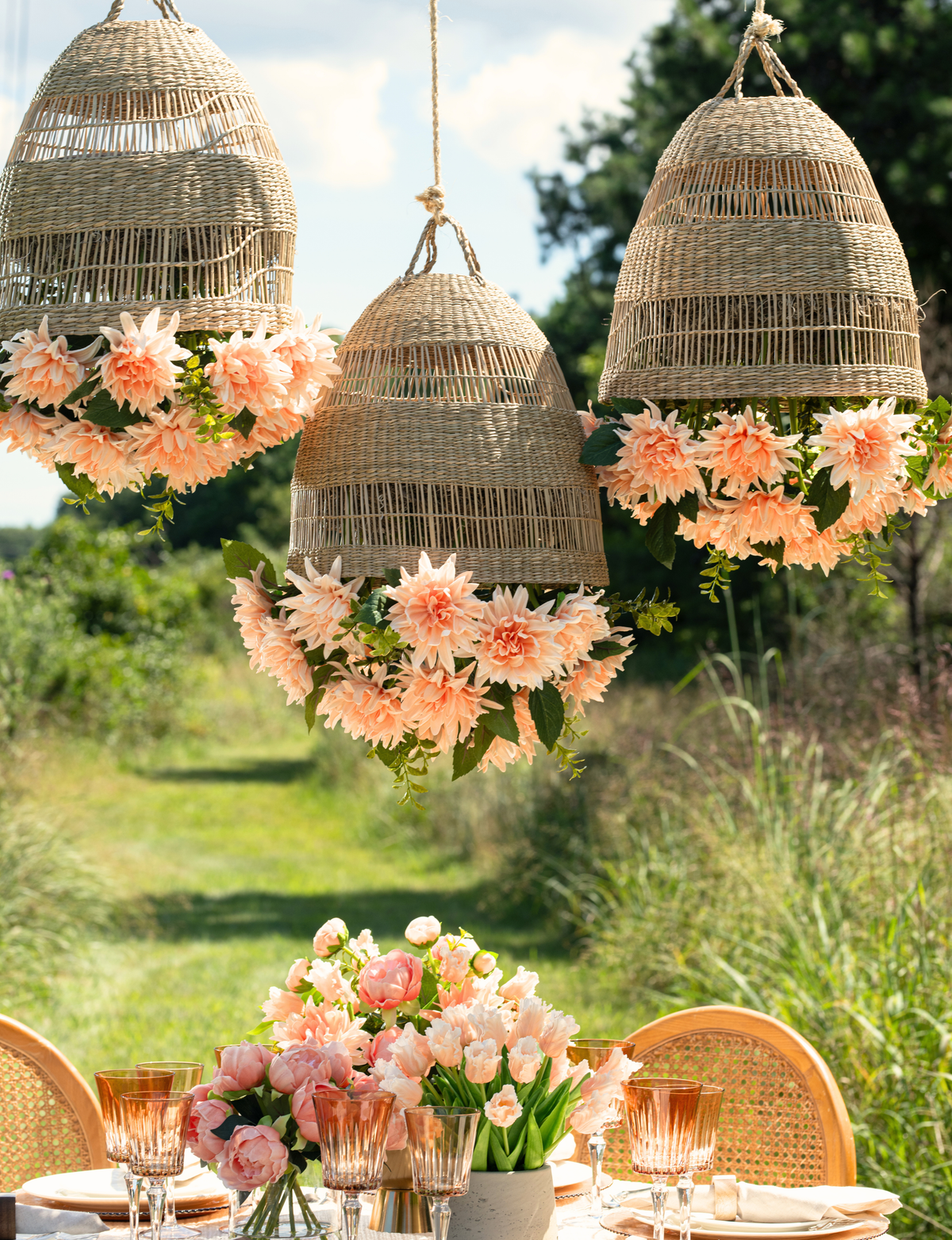 Leonora Rattan Garden Chandelier